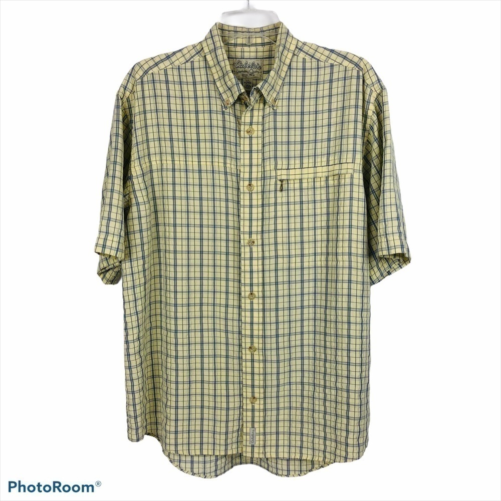 Cabela’s Men’s Button Down Shirt Sz Large Zip Pocket Short Sleeve Soft material